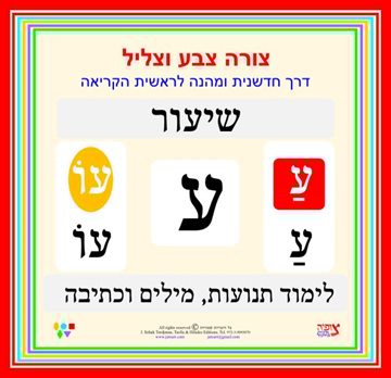 דפי עבודה ללימוד קריאה, כתיבה וניקוד האות ע, צורה צבע וצליל